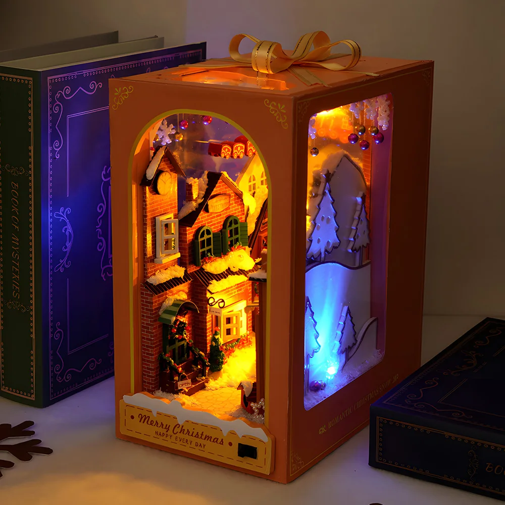 Diy Book Nook Kit DIY Doll House With LED Light Insert Eternal Miniature Bookstore Model Collection Series For Birthday Gift