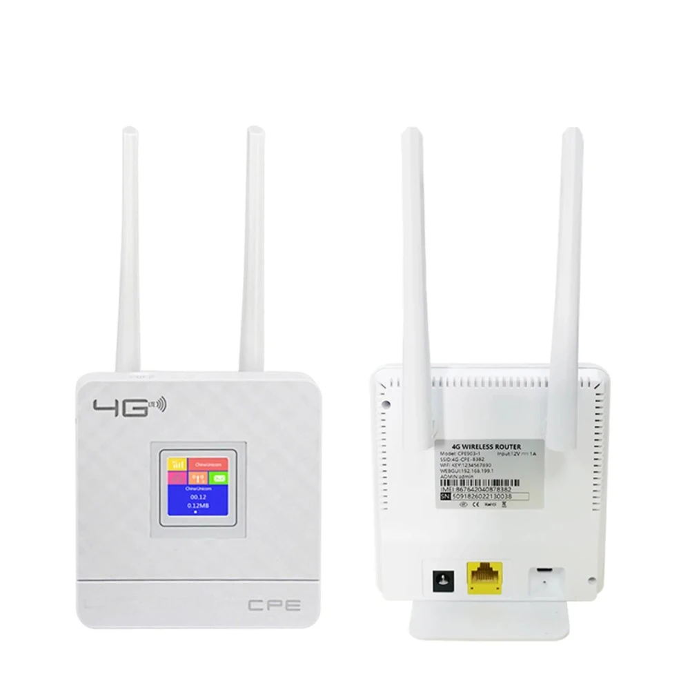 4G LTE Unlocked CPE WiFi Router Portable Gateway FDD TDD WCDMA GSM External Antennas SIM Card Slot WAN LAN Port Mobile Hotspot