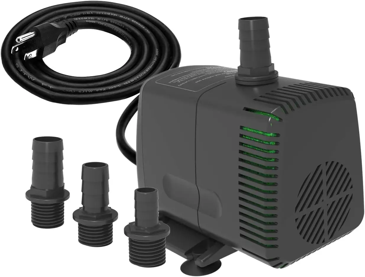 

Submersible Pump 880GPH (3500L/H 60W) Ultra Quiet with Dry Burning Protection 10.2ft High Lift for Fountains, Hydroponics,