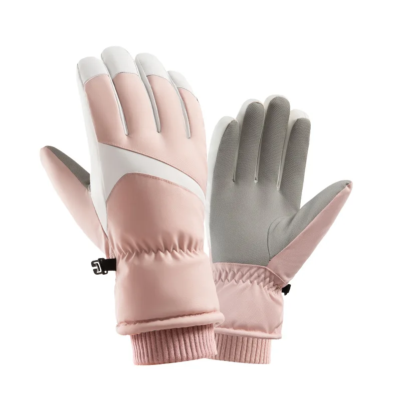 Ski Gloves Female Couple Winter Cotton Warm Velvet Padded Thickened Electric Car Outdoor Windproof Waterproof Male Cycling Cycli