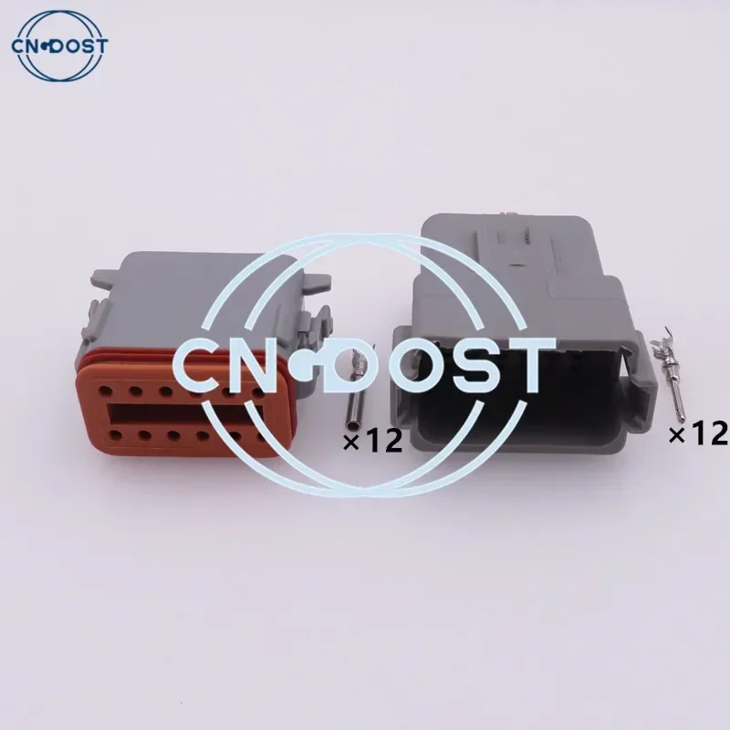 1 Set 12 Pin DT06-12S DT06-12P DT Series AC Assembly Grey Plug Car Socket Waterproof Electrical Wire Connector For Deutsch