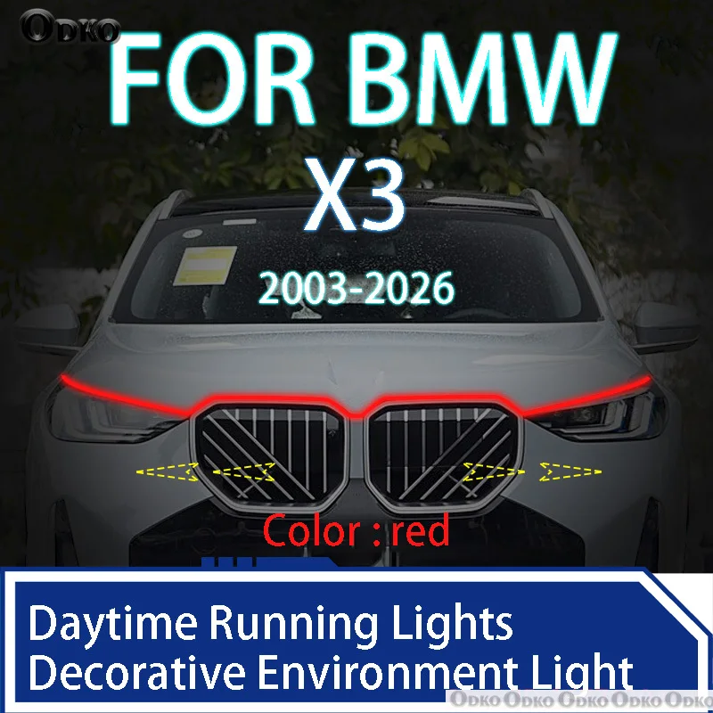 

For BMW X3 2003-2026 Newly upgrade LED Daytime Running Light Scan Starting Car Hood DRL Guide Decorative Ambient Lamp 12V
