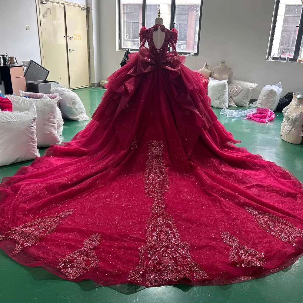 オーダーメイドのオケージョンドレス 長袖 レースアップ キー - Embroidery Organza のレビューと価格