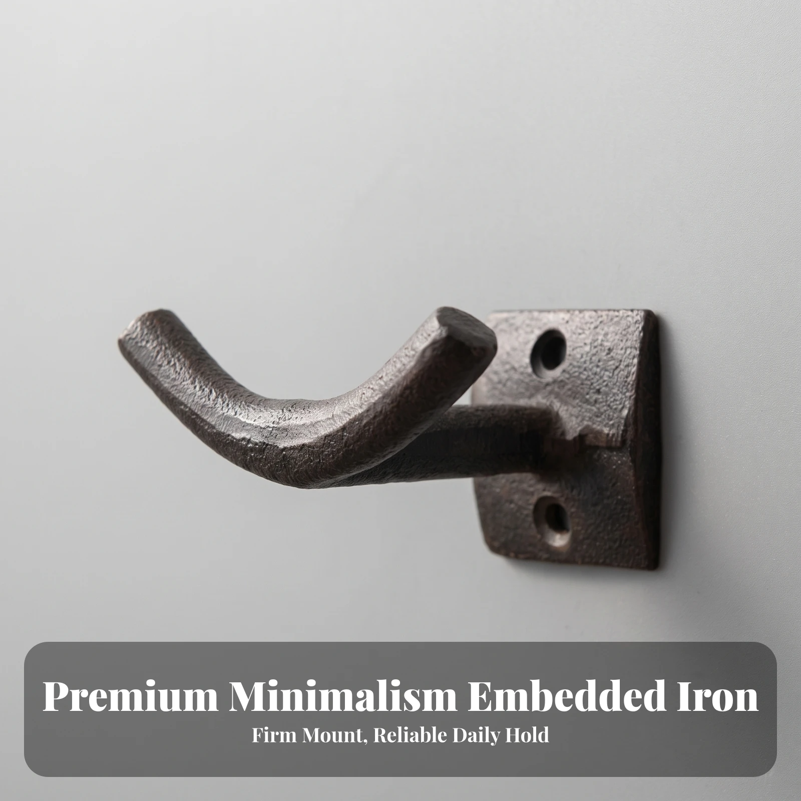 Cast Cast-Iron Wall Hook Rustic Double Coat Hook Hooks Space-Saving Hardware Easy to Install for Entryway, Closet