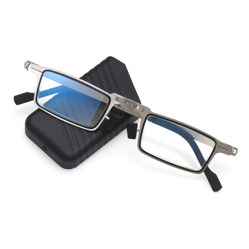 DIDINSKY Lunettes De Lecture Pliantes Métal Avec Anti Lumière Bleue – Modèle MET SQUARE, 5 Graduations