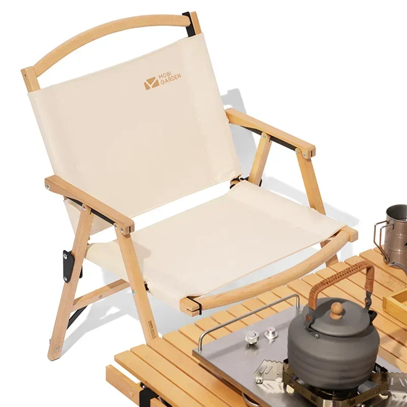 MOBI GARDEN-Chaise pliante en bois massif, tabouret de pêche portable, chaise à dossier bas, ultraléger, léger, extérieur, étudiant en art, camping, luxe