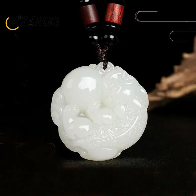 Natural White Jade Pixiu Pendant Hand-carved Fashion Jewelry Accessories Lucky Amulet Mascot Couple Matching Holiday Gifts