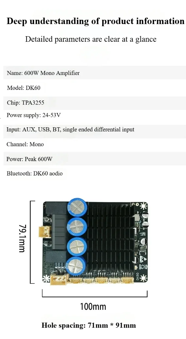 TPA3255 high power stable 600W adjustable tuning can be connected to Bluetooth single ended differential input