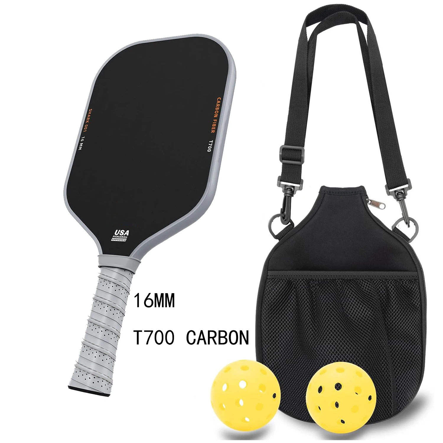 

Набор ракеток Pickleball T700 из углеродного волокна 16 мм Shark Power Полимерный сердечник Ракетки Pickleball Разработанные Ultimate Spin Consistency