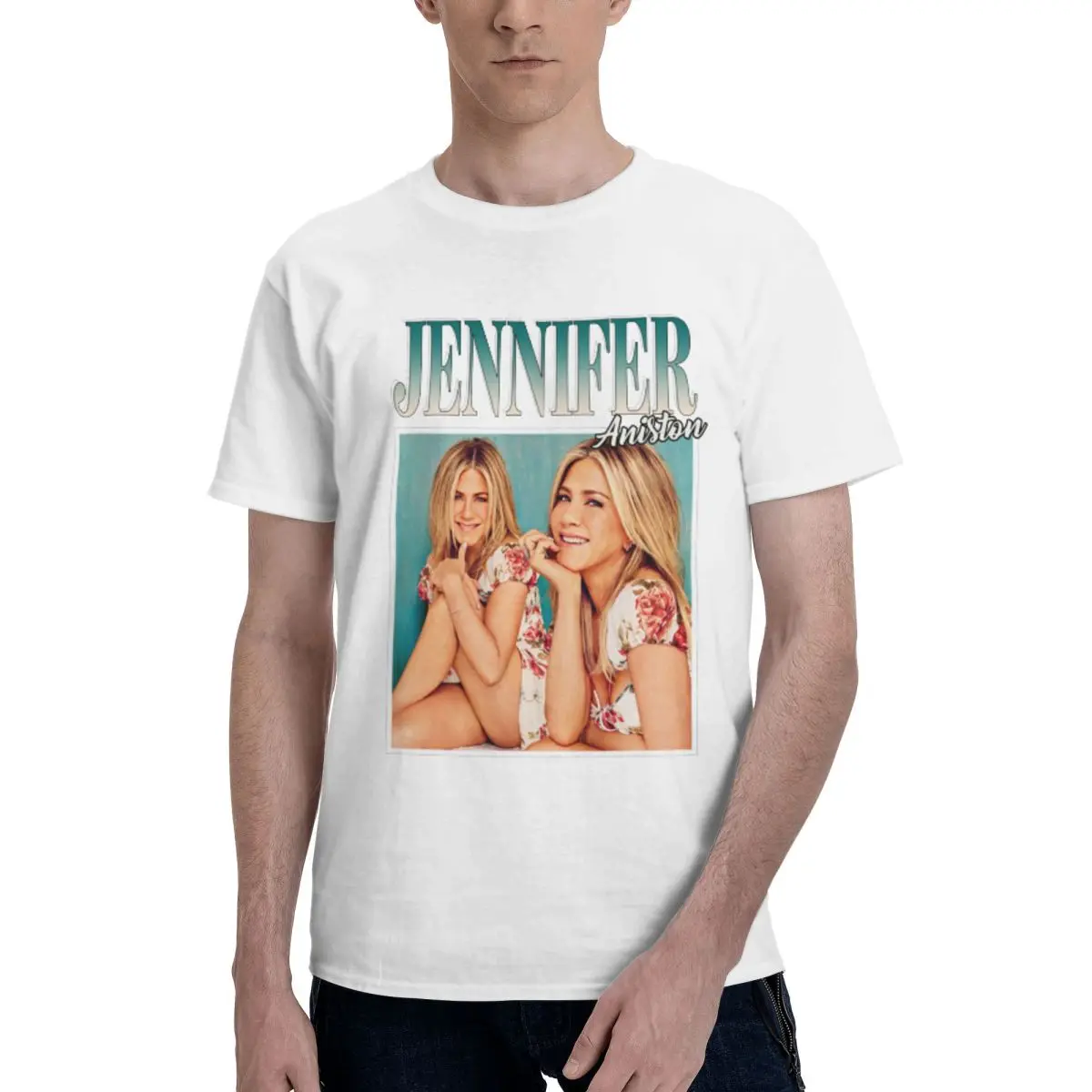 Men Jennifer Aniston Friends Vintage T Shirt Streetwear Big Size O-neck Cotton Sleeve Custom T Shirt Men