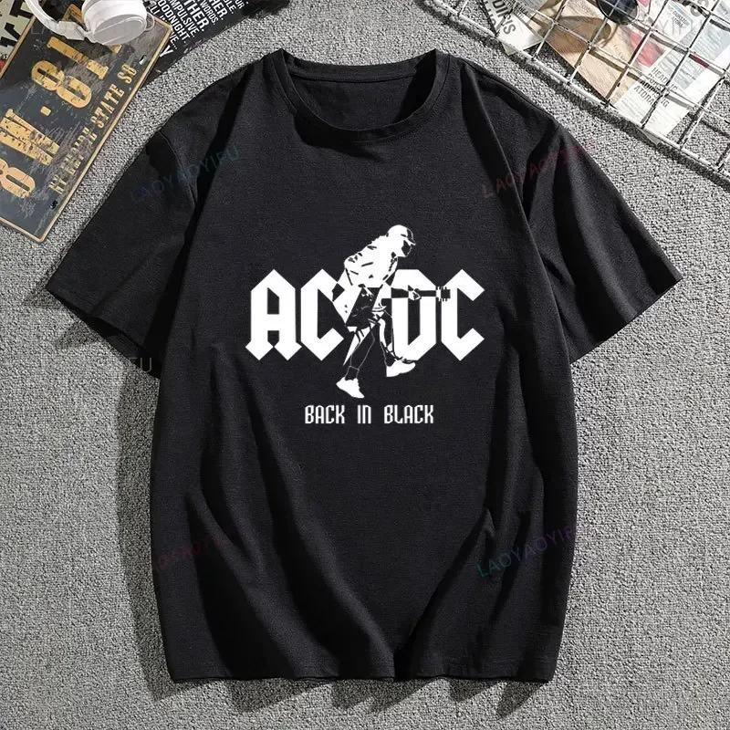 AC--DC Band 51 Years Rare Vintage Black Graphic Cotton T-shirt Those about To Rock Women\'s Casual Lyrics Short Sleeve Unisex Top