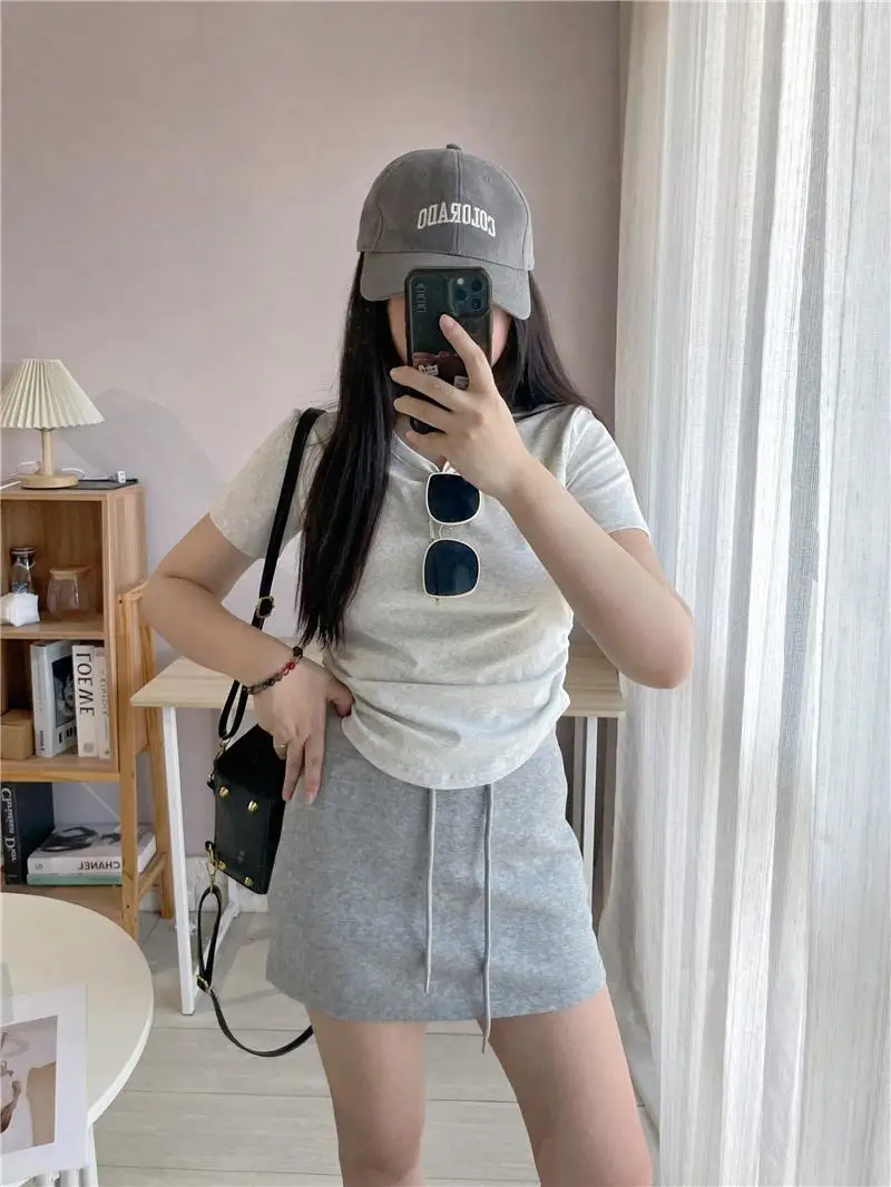 

Юбка А-силуэта с высокой талией для женщин, спортивная, шикарная, непрозрачная, для прогулок, повседневная, хлопковая, с высокой талией