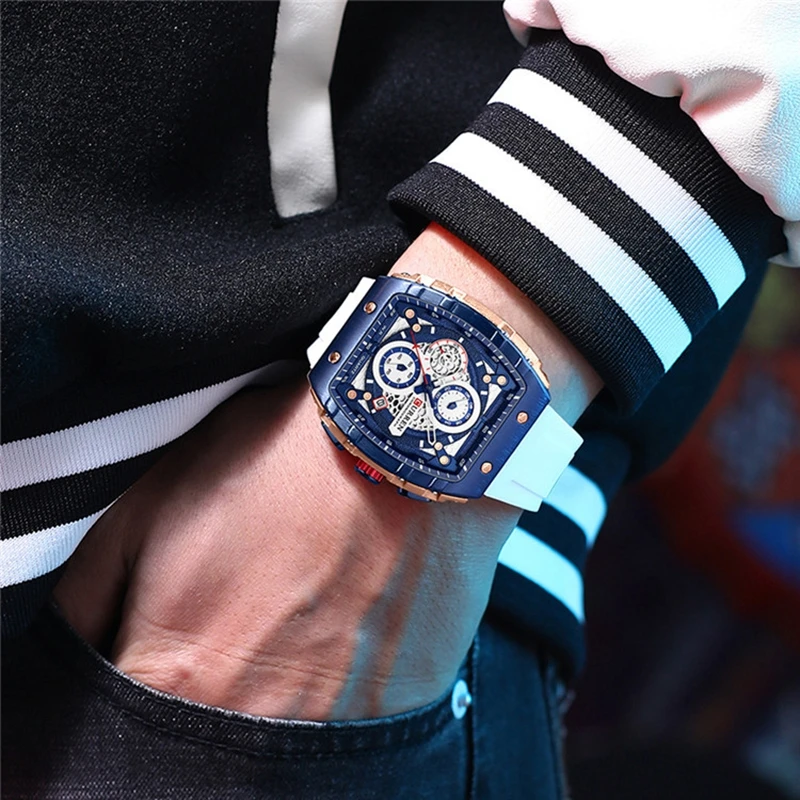 CURREN Top Brand Men\'s Watches Luxury Square Quartz Wristwatch Waterproof Luminous Chronograph Watch for Men Date Clock