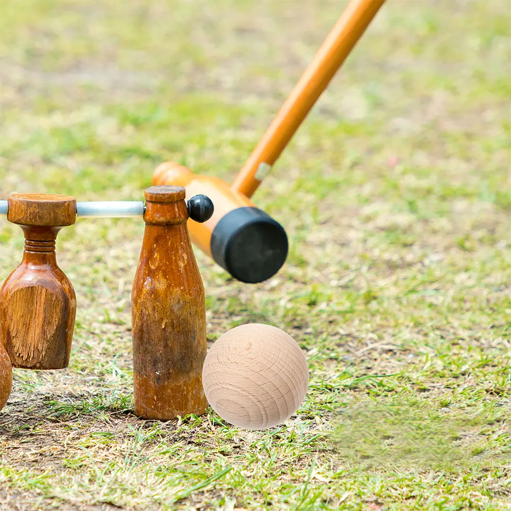 

5pcs Beech Croquet Balls for Lawn Backyard Wood Ball For Diy Fun Diy Wood Balls Unpainted Outdoor Family Gathering