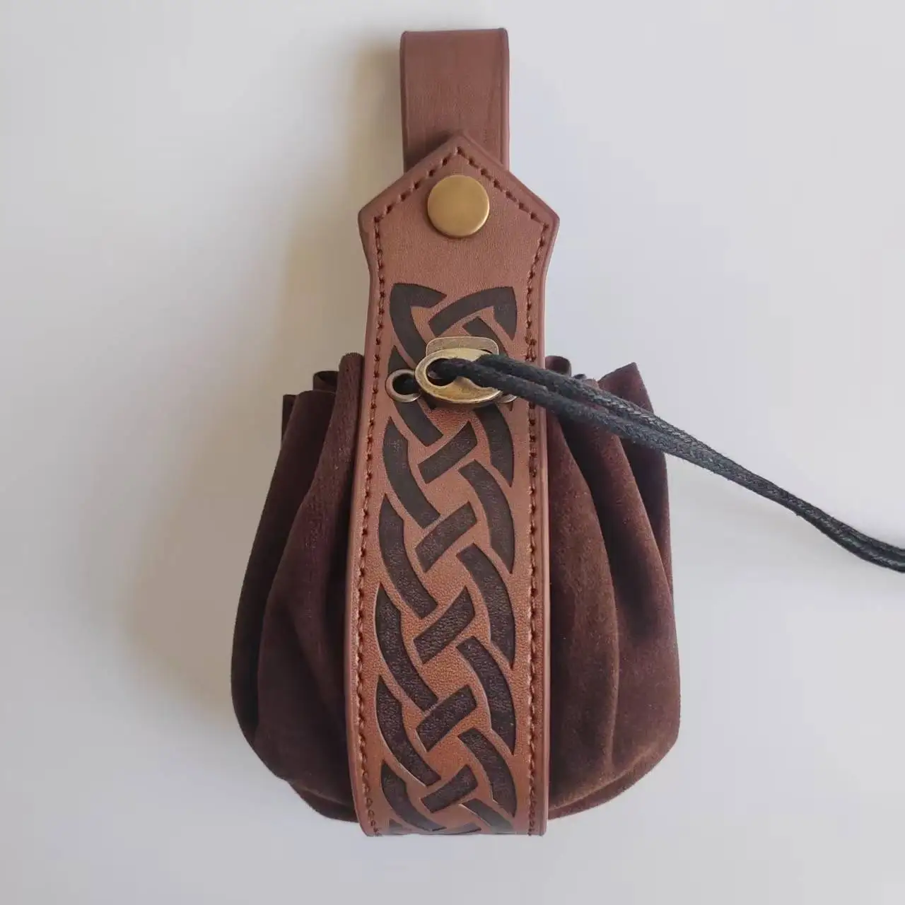 Small Waist Belt Pouch Drawstring Faux Leather Portable Medieval Steampunk for Gift Photography Props Cosplay Party Game Playing