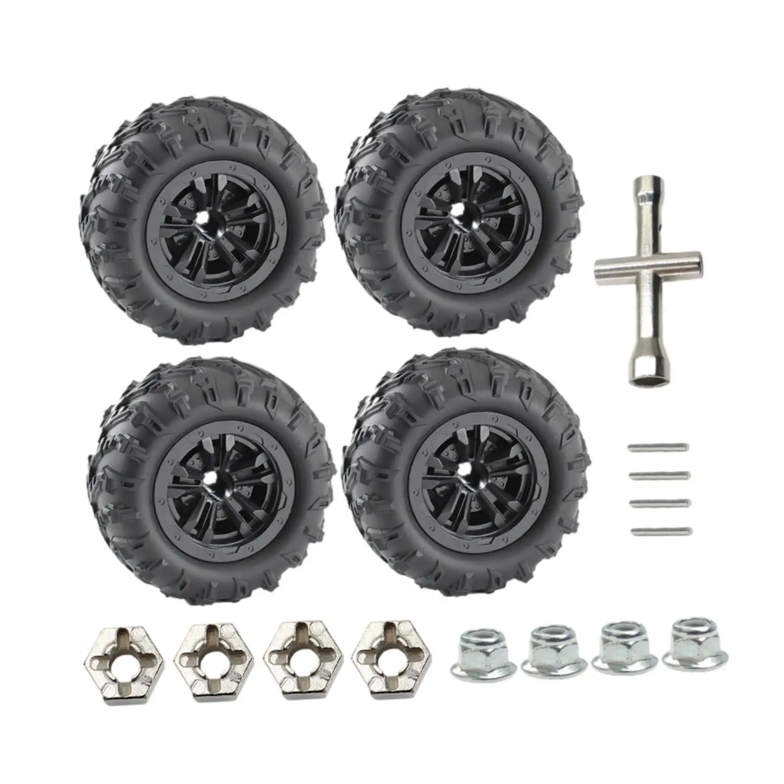 Jeu de roues et pneus de voiture RC, 4 pièces, 85mm, pièces de rechange pour échelle 16101Pro 1/16