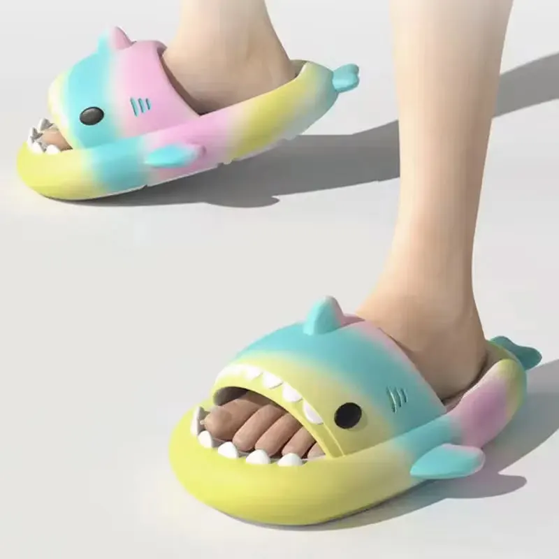 Colour Kids SlippersShark Cartoon Soft Sole SlipperWome Man Bathroom Sandal EVA Non-slip Children Shoes Sandals Flip Flops