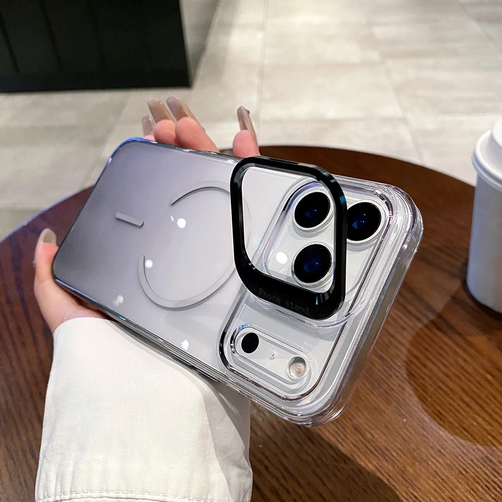

Anti-Scratch Non-Yellowing Case For iPhone 17 Air Pro Max Magsafe Clear Wireless Charging Lens Mount Camera Kickstand Cover