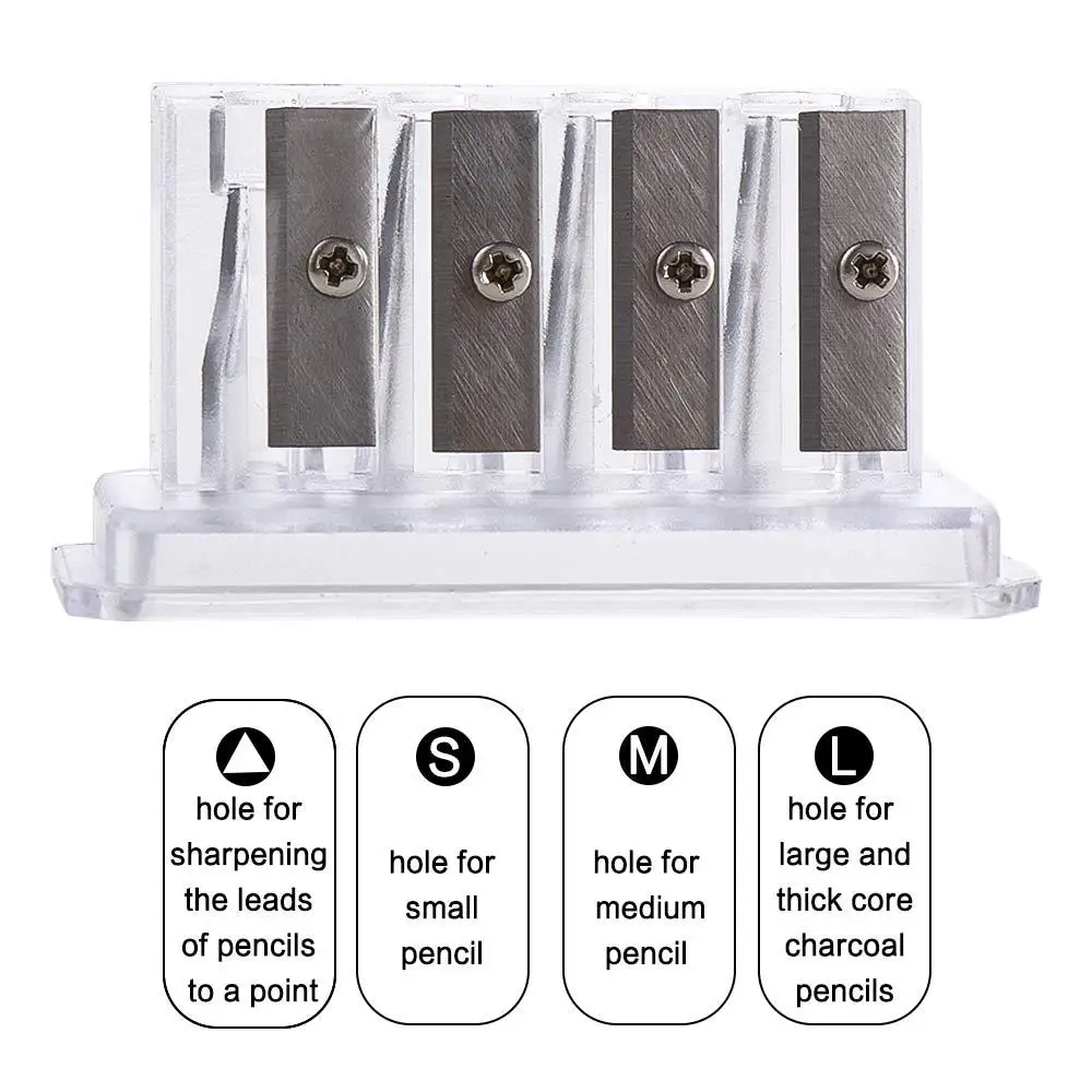 Sacapuntas transparente multifuncional para dibujo escolar, suministros de arte para estudiantes, sacapuntas Manual, sacapuntas de carbón