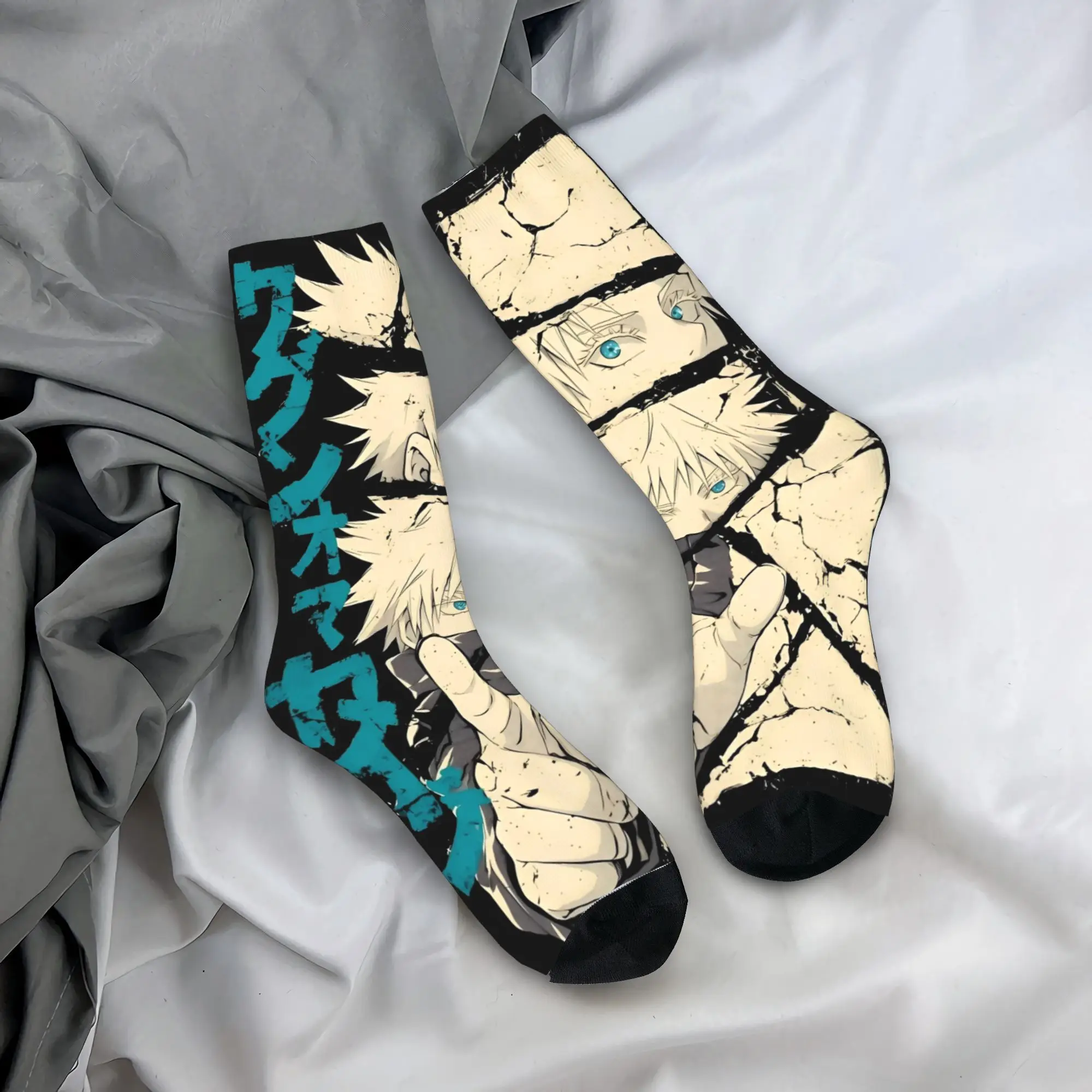 Japanese Manga Gojo Satoru Socks  Non Slip Stockings Couple Soft Outdoor Sports Socks Winter Fashion Graphic Socks