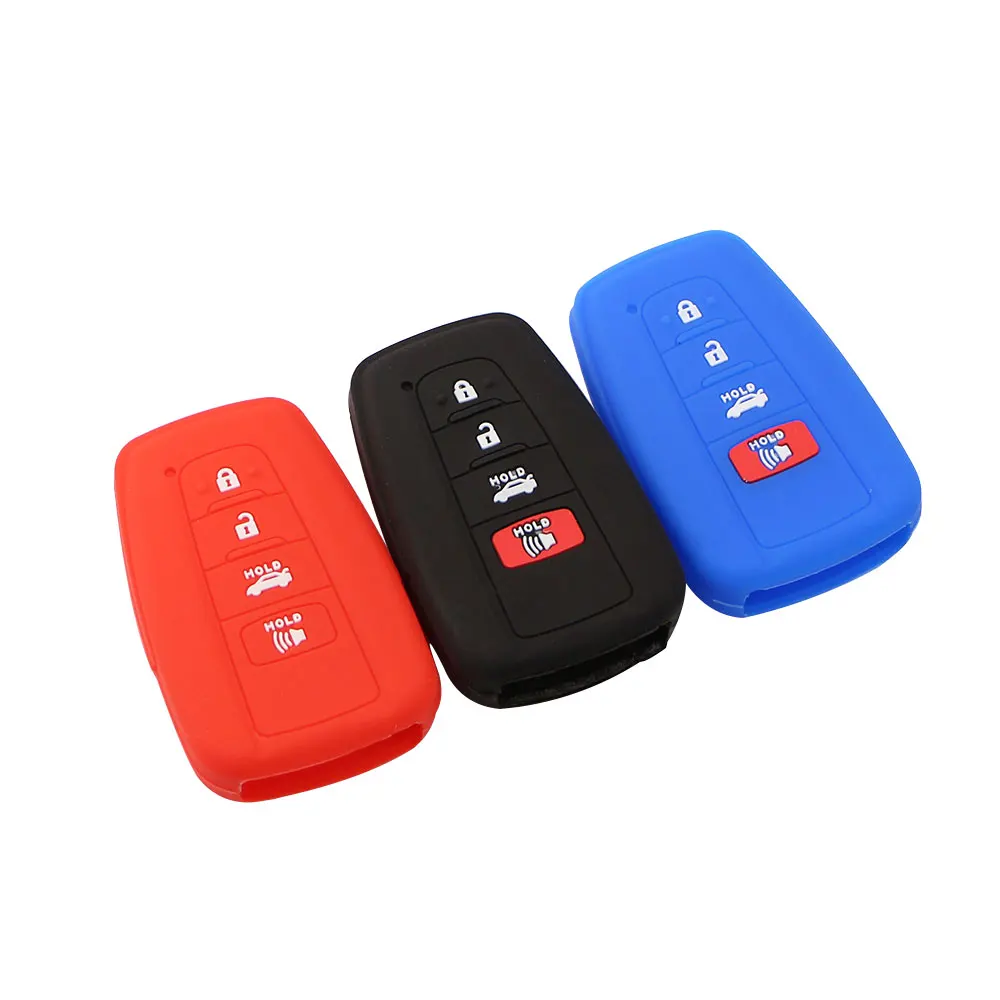 4Button Silica Gel Car Key Case Cover for Toyota Highlander XLE Corolla LE Cross Hybrid Camry TRD 2019 Rav4 Avalon Accessories