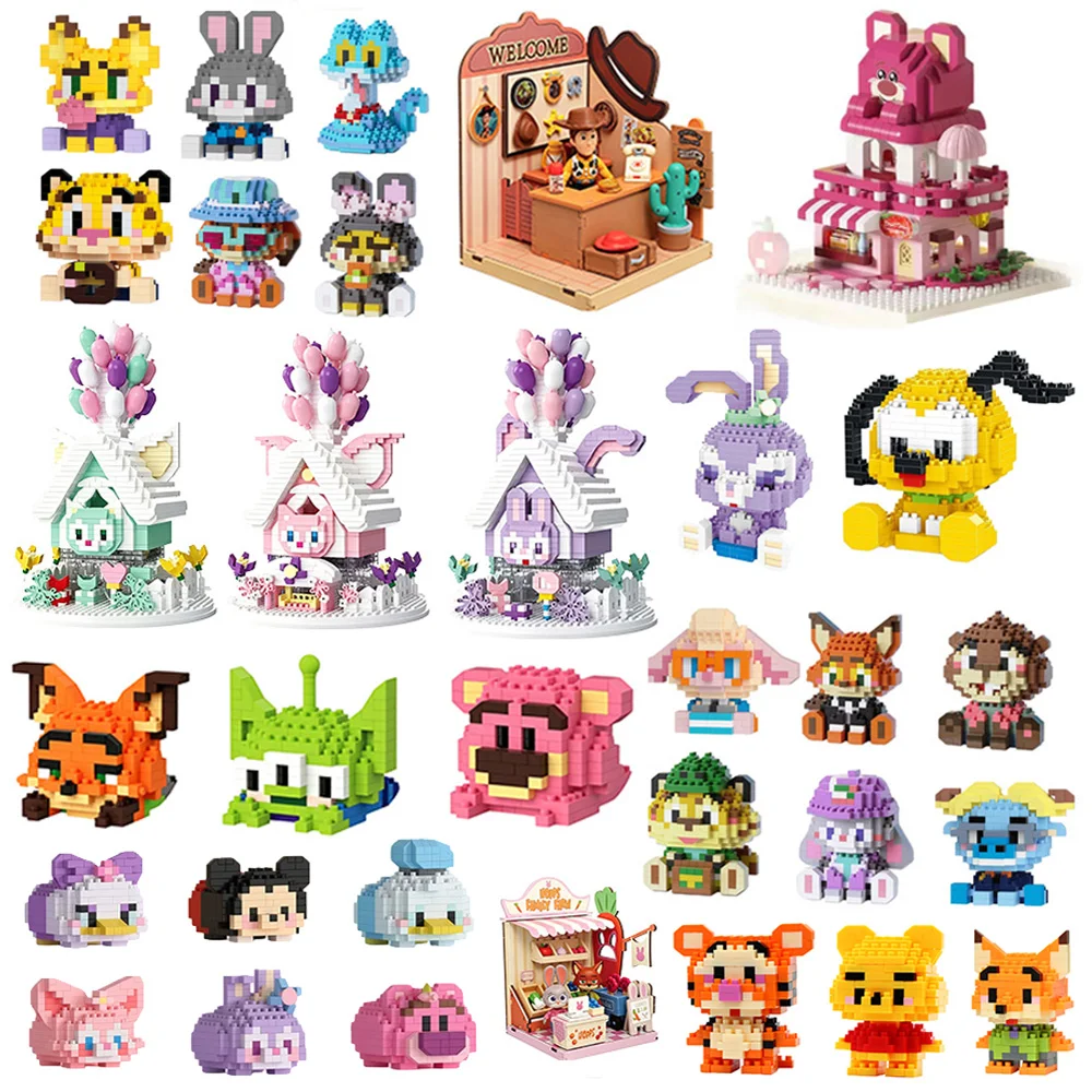 

Disney Anime Winnie Building Blocks Mickey Mouse mini Action toy Figures Linabell Blocks Toys Bricks Assemble Toys Kids Gifts