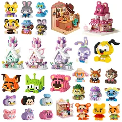 Disney Anime Winnie Building Blocks Mickey Mouse mini Action toy Figures Linabell Blocks Toys Bricks Assemble Toys Kids Gifts