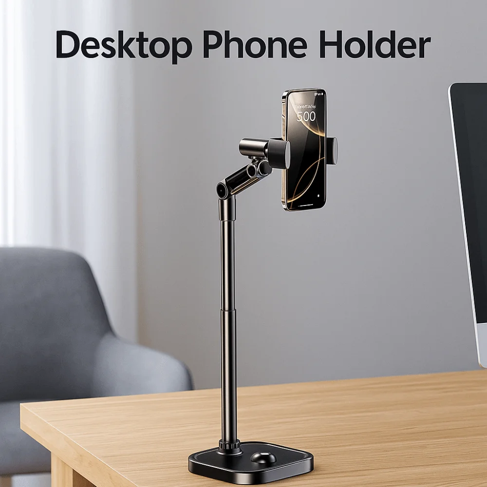 

2 in 1 Telescopic Phone Stand Adjustable Height Overhead Desktop Phone Holder 360° Rotate Universal Mobile Phone Bracket