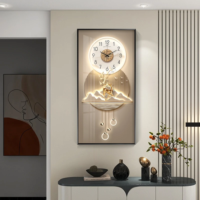 Reloj de pared cuadrado clásico, diseño colgante de luz, reloj de pared grande para sala de estar, Montre Murale dorado, artículos de decoración del hogar para salón