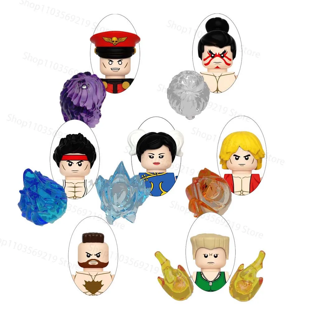 Blind Box Street Fighter Kampfspiel Bausteine KenMasters Hoshi Zusammenbaubare Actionfigur Puzzle Spielzeug Bausteinmodell Ornament