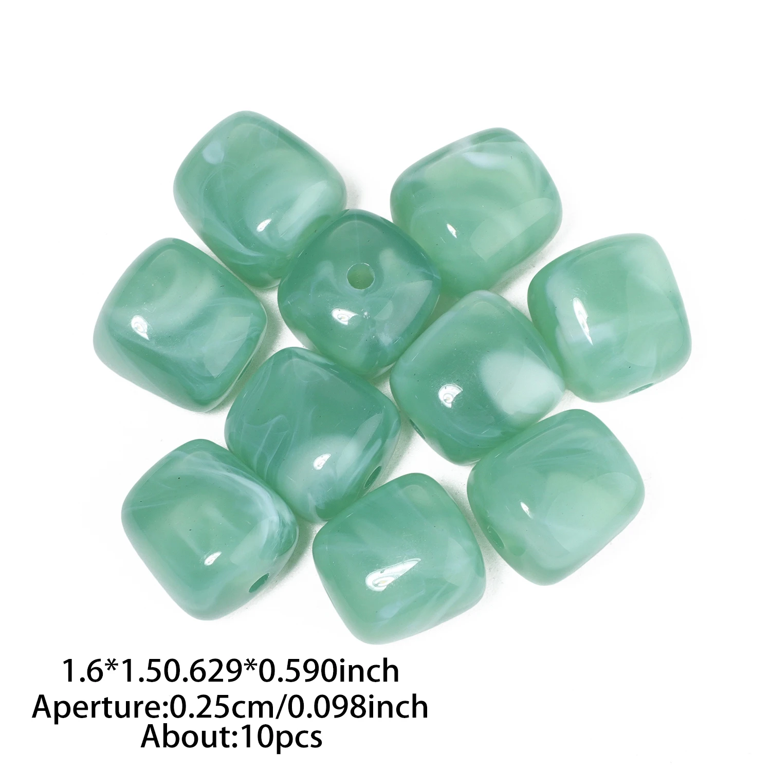10 Stück quadratische, perforierte Acrylperlen, 16 x 15 mm, zweifarbig, lose Perlen zum Basteln von Schmuck, zum Beispiel für Halsketten und Armbänder. – Detail 1