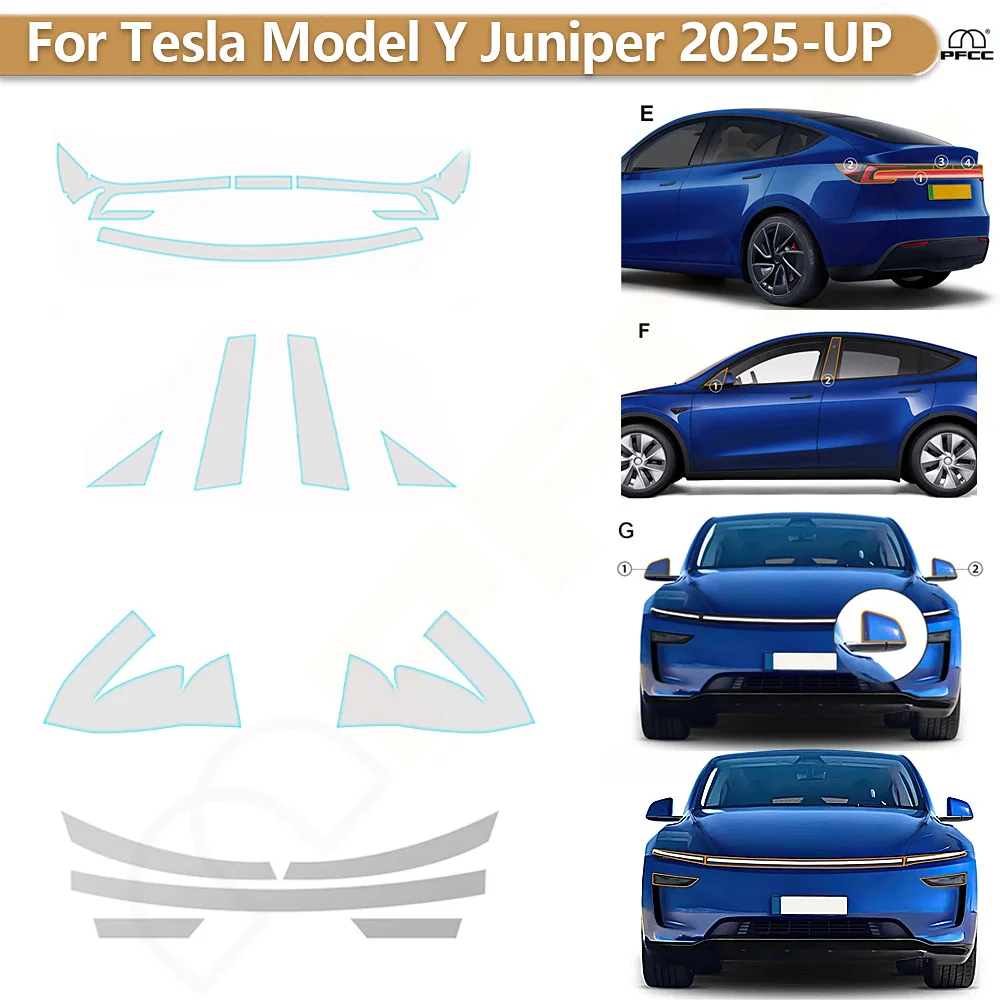 

PPF Car Headlight RearView B Pillars Film For Tesla Model Y Juniper Model y 2025 2026 TPU Paint Protection Anti-scratch Durable
