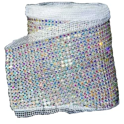 Factory Fashion 24 Rows Rhinestone Mesh Trims Clear Claw Crystal White Hollow Fabric Ribbon Banding Diy Purse Bags 5 Yards/Roll