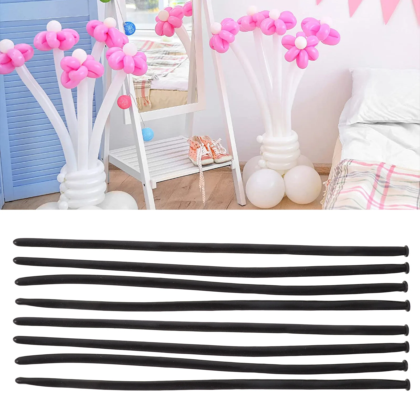 

100pcs Long Balloons 1 8g Black Strips Party Decorations Wedding Celebrations Birthday Events Twisting Modeling
