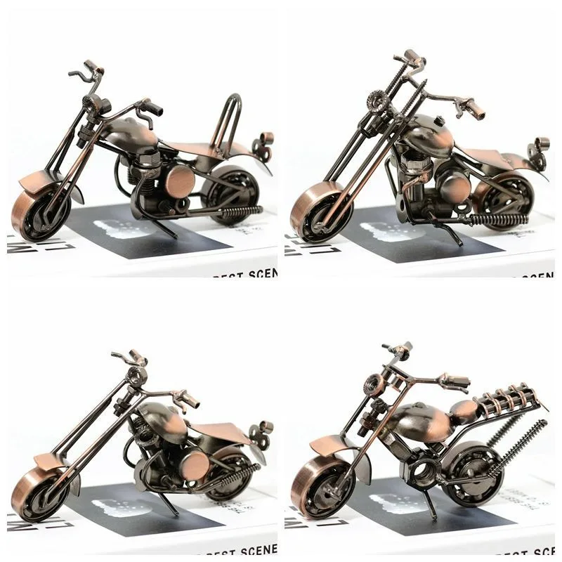Wrought Iron Motorcycle Model Ornament for Boyfriend Birthday Gift Living Room Decoration Room Desktop Crafts Home Decor