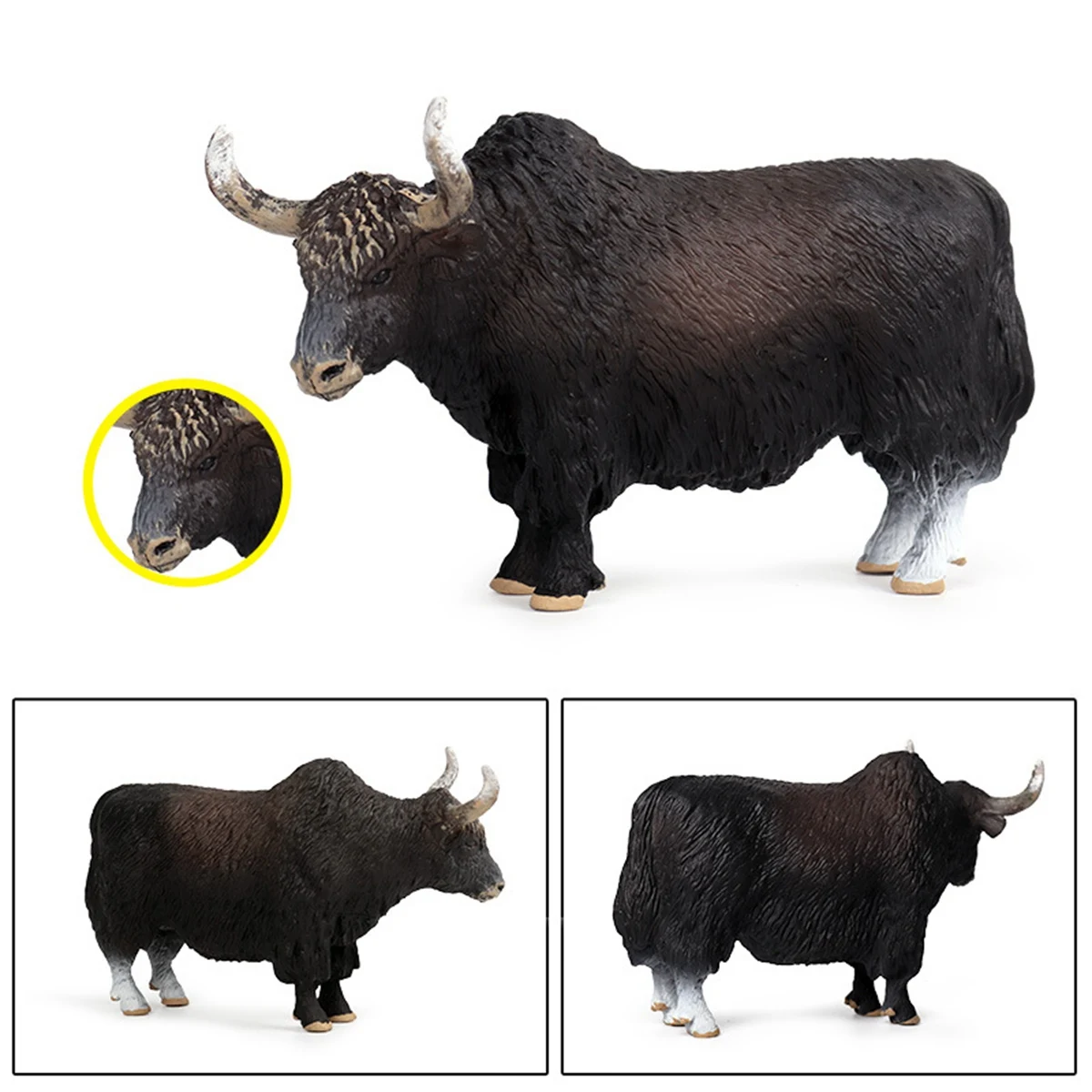 Plastic Texas Longhorn Bull Cattle Animals Action Figures & 14.5X3.5X8.5Cm Classic Black Yak Animals Action Figures