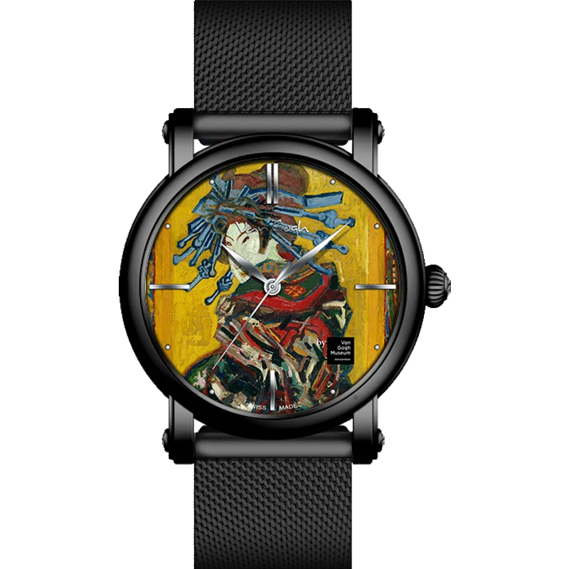 Montre-bracelet de luxe originale pour usage quotidien VAN GOGH, montre à quartz pour homme, bracelet en acier inoxydable, étanche, décontractée