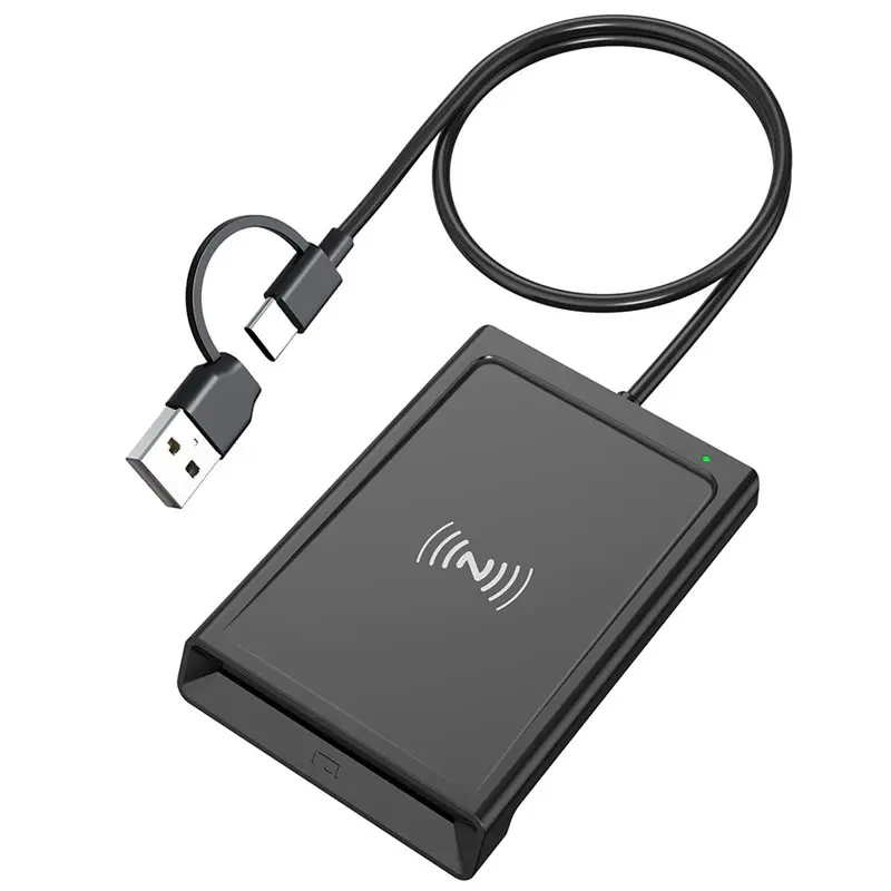 DIGIT- Card Reader Writer Dual-Interface 2-In-1 Contact Card Reader Writer USB PC-Linked PCSC Card Reader For Secure ID, Bank