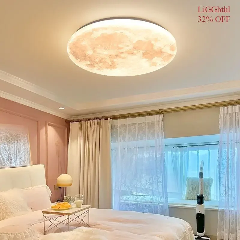 

3D moon lamp ceiling Led 3 color temperature romantic decoration indoor new house home ceiling lights