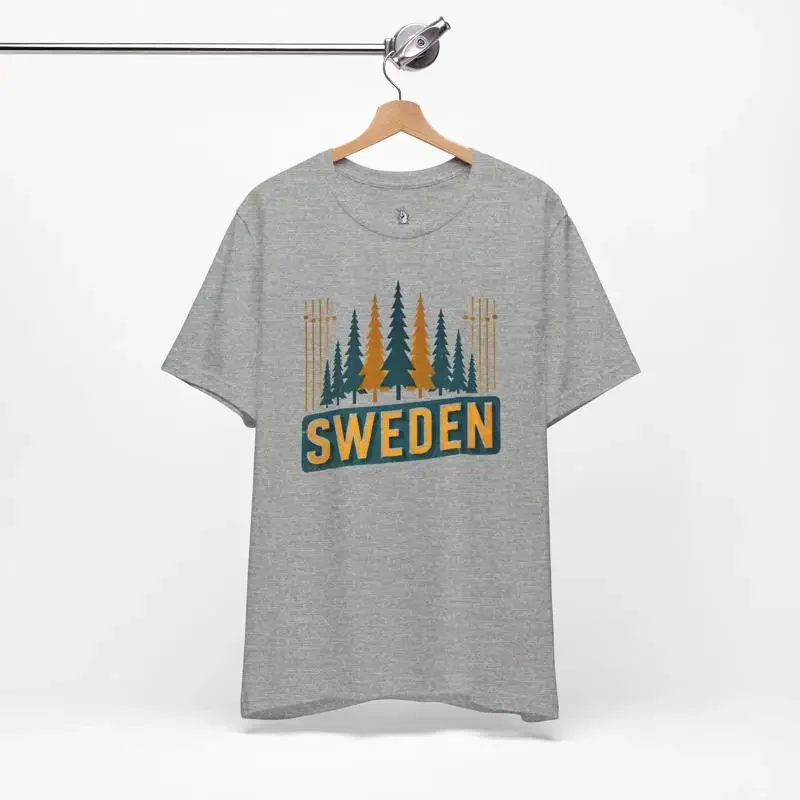 Retro Sweden Nature T Shirt Vintage Travel Outdoor Apparel for Lovers Eco Friendly Fashion Stylish
