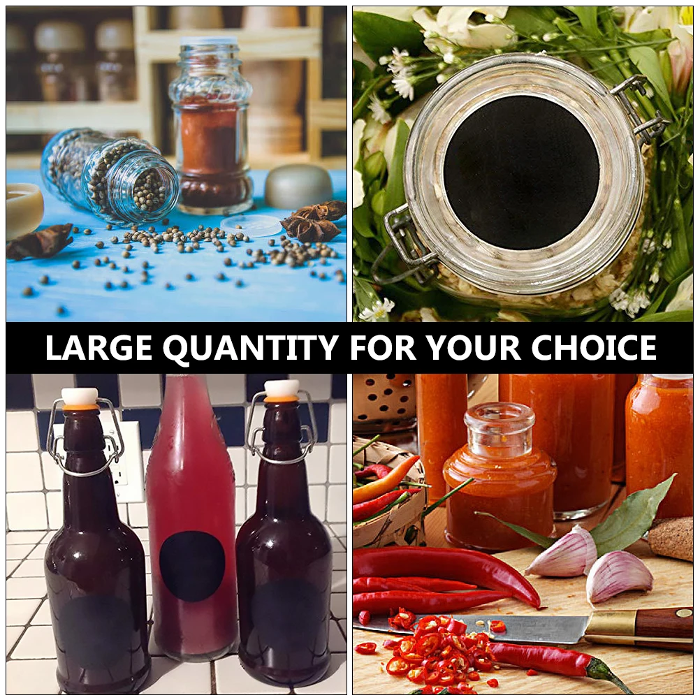 

3 Rolls Chalkboard Stickers Round Decorative Sticky Supplies Pvc Waterproof for Jar Marking Canning Labels