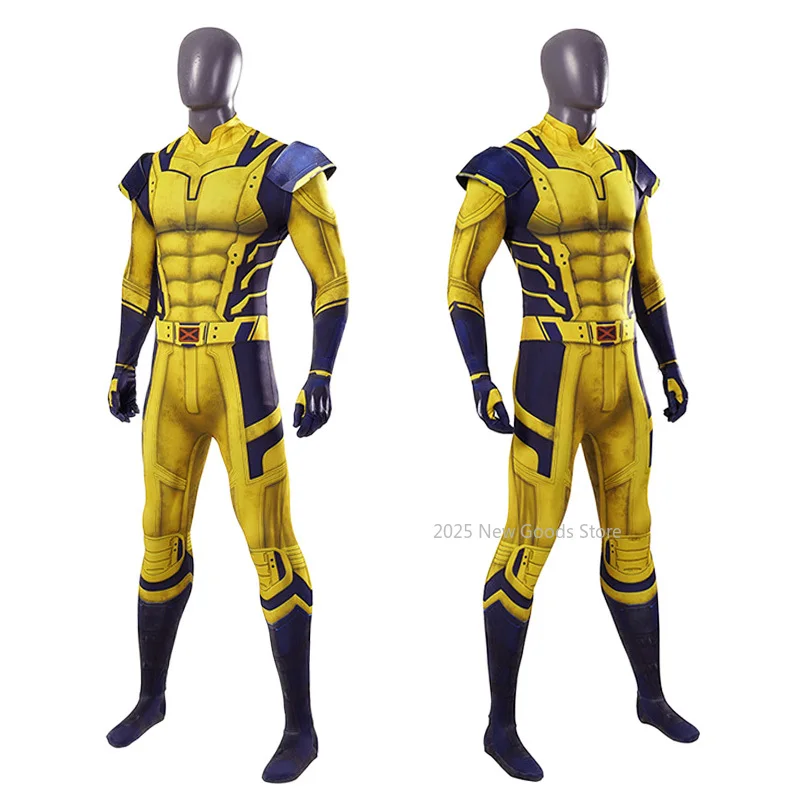 Movie Wolverine Cosplay Costume 3D Printing Zentai Jumpsuit Shoulder Armor Set Bodysuit Superhero Halloween Party man kids woman