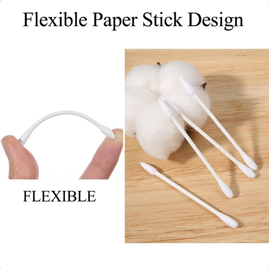 Olive Oil Makeup Remove Cotton Swabs Individually Wrapped Double Tipped Paper Sticks 100 Count Round Pointed End