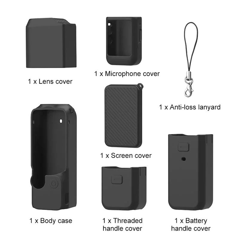 【B74A】6 في 1 حافظة سيليكون لـ DJI OSMO Pocket 3 حافظة سيليكون 6 في 1 لـ DJI OSMO للجيب 3