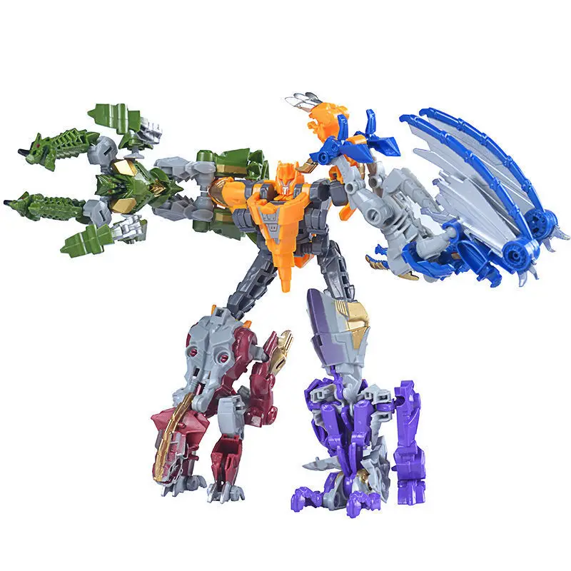 7 ''/18cm Dinosaur Combination Transformation 5 in 1 Mini Action Figure Toys Plastic Model Collection Toy Best Gift for Boys