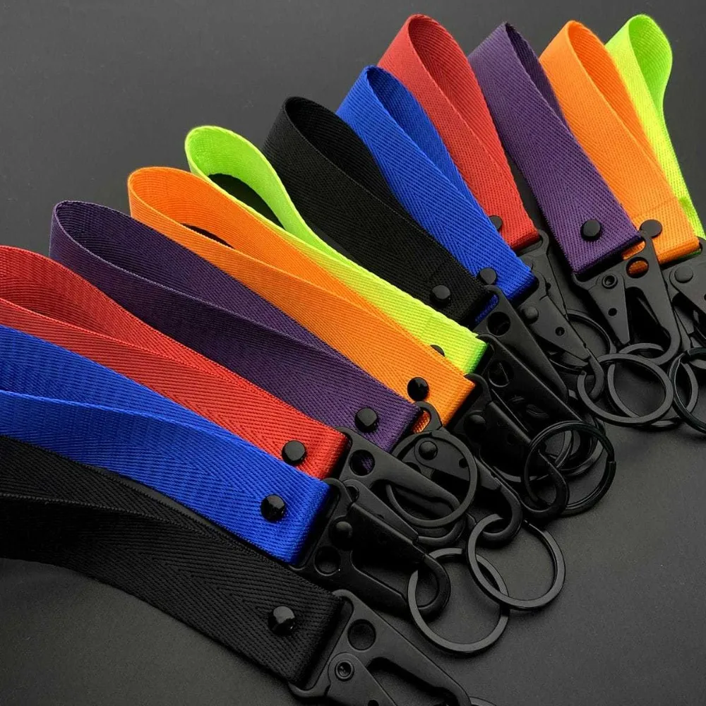 

Colorful Woven Ribbon Keychain Car KeyFob Luxury Metal Zipper Pull Charm Luggage Strap Pendant Key Ring Accessory KeyHolder Gift