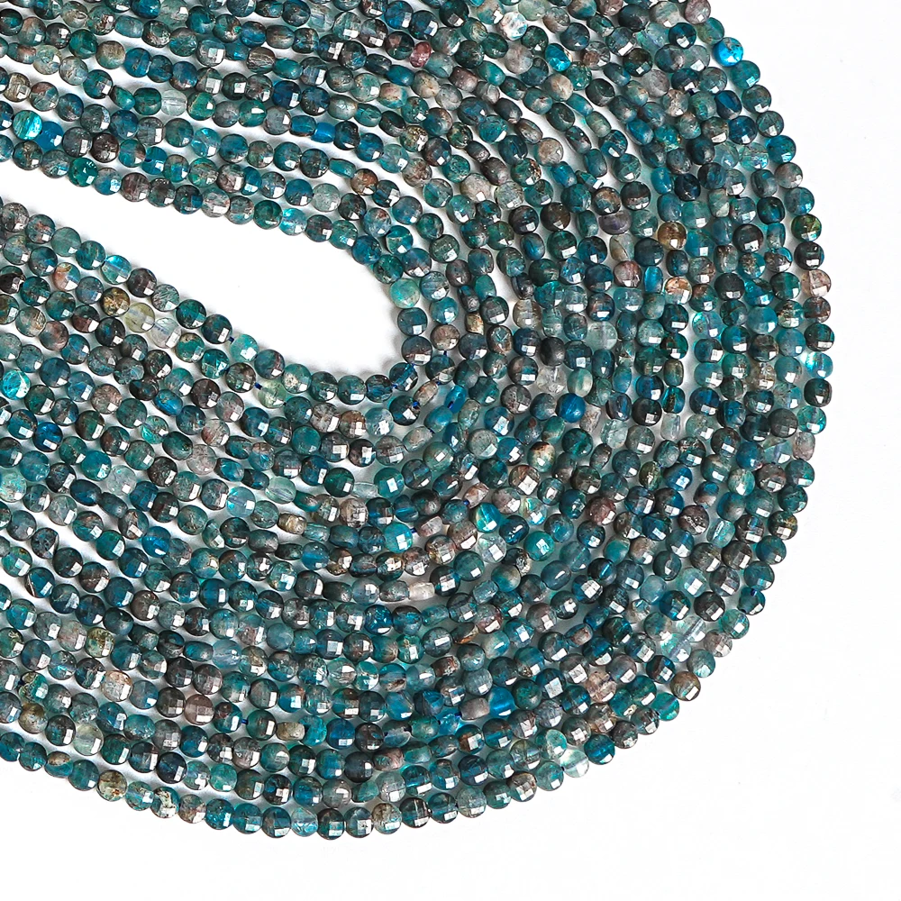 Natural Apatite Beads Strands 4x2MM Blue Faceted Round Loose Spacer Beads For Jewelry Making DIY Bracelet Necklace