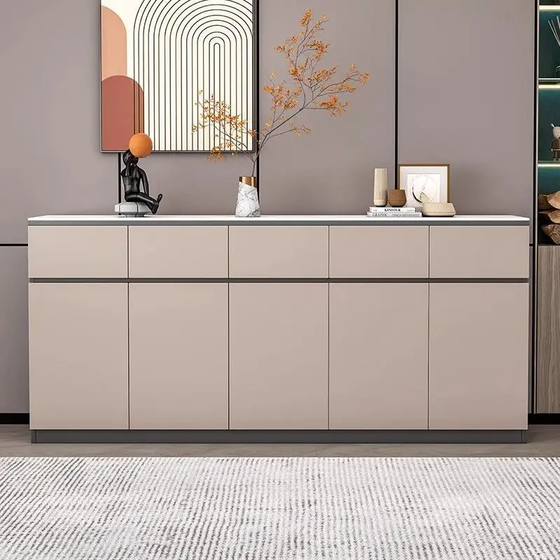 

Solid wood sideboard, low cabinet, integrated wall-to-wall living room storage cabinet, small apartment, slate tea cabinet