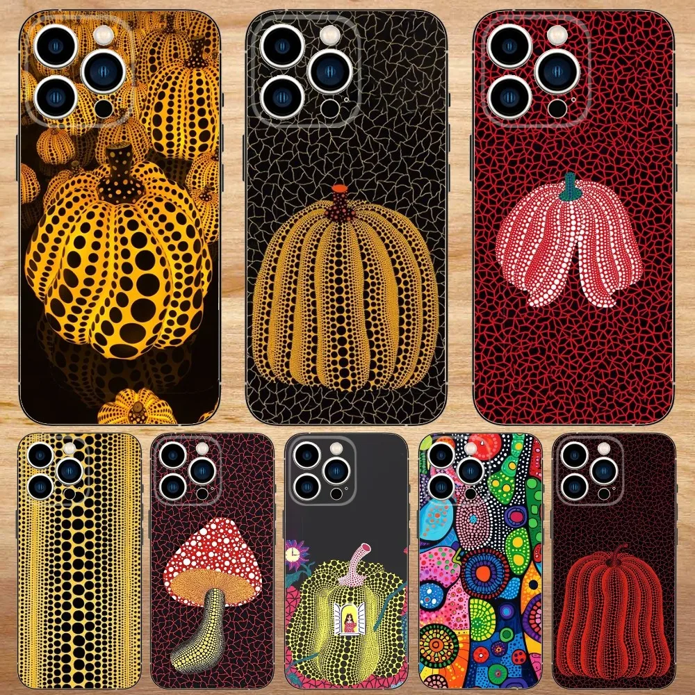 Yayoi Kusama Pumpkin Phone Case For iPhone15,14,13,12,11,Pro,Max,Plus,Mini,X,XS,XR,8,7,6,S,Plus,SE Soft Black Case