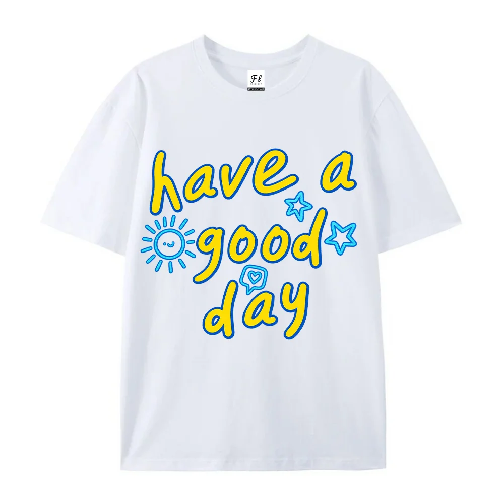 Womens Have A Good Day Graphic T Shirts Cute Sun Star Smile Doodle Print Positive Slogan Casual Short Sleeve Crew Neck Top